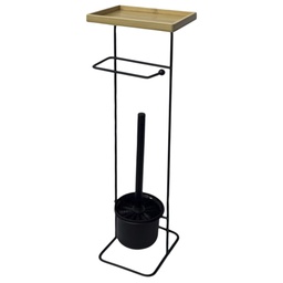 [734-1450247] Spa Collection Toilet Brush with Toilet Paper &amp; Phone Holder, Black