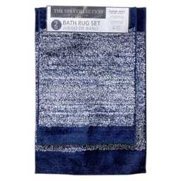 [736-1456949] Spa Collection Gemini 2pc Microfiber Bath Mat Set, Navy