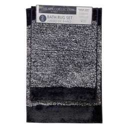 [736-1456948] Spa Collection Gemini 2pc Microfiber Bath Mat Set, Charcoal