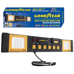 [991-2500066] Goodyear 6-Outlet Power Strip LED, Black/ Yellow