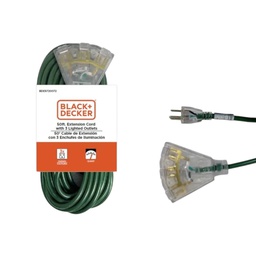 [973-BDE9720072] Black &amp; Decker 3-Outlet Outdoor Extension Cord 50 Ft., Green