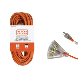 [973-BDE9720070] Black &amp; Decker 3-Outlet Outdoor Extension Cord 50 Ft., Orange