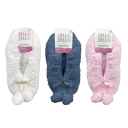 [527-2400067] Della Bella Women's Indoor Slippers, Pink/ Blue/ Beige