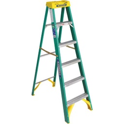 [5906 / 6292494] Werner Fiberglass Step Ladder 6 Ft. with 225 Lb. Load Capacity Type II Ladder Rating