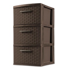 [26306P02 / 26306P02F / 1059989] Sterilite Weave 3-Drawer Storage Cabinet, Espresso