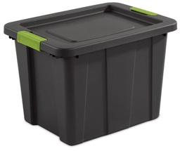 [15253V06 / 4387486] Sterilite Tuff Tote 18 Gal. Grey with Green Latches