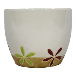 [HG 18-221/3 S CHCPP17168] ****Classy Homes Ceramic Plant Pots Floral Multicolor S