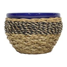 [HG 18-128/3 M CHCPP20147] ****Classy Homes Ceramic Plant Pots Seagrass M