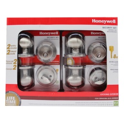 [8103306] ****Honeywell Egg Knob Home Security Kit, Satin Nickel