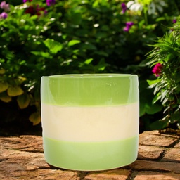 [HG 18-198/3  CHCPP17166] Classy Homes Ceramic Plant Pots Striped Green / Light Pink 3 Piece Set