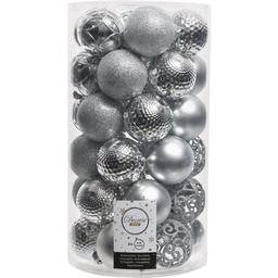 [9020801] Decoris 2.4 In. Shatterproof Bauble Christmas Ornaments, Silver (37-Pack)