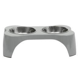 [122394.03] Gibson Home Bow Wow Meow 3pc Pet Bowl, Grey