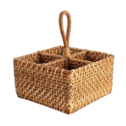 [76607.01] Martha Stewart Seawell Rattan Flatware Caddy 4-Compartment 8 x 10 In.