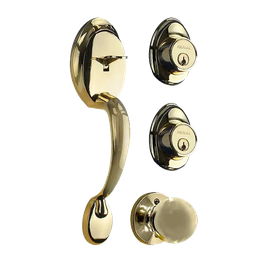 [90500-002] ****Fanal Versalles Entry Handleset Double Cylinder, Polished Brass