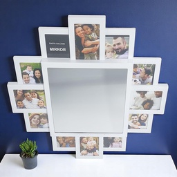 [49873] SoHo Wall Mirror with Photo Collage 20 In. White