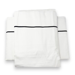 [KCBI2022104NY] ****Kenneth Cole 400TC King Sheet Set, White With Navy Embroidered Line - 100% Cotton, 4Pc