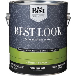 [HW40W0803-16] ****Best Look 100% Acrylic Latex Premium Paint &amp; Primer In One Semi-Gloss Exterior House Paint, Extra Deep Base, 1 Gal.