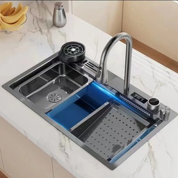 [RHSK7545-2 / SD7545-2 RHTKS27181] Royal Homes Top-mount Kitchen Sink Combo 29.5 x 17.7 x 8.6 In. 304 Stainless Steel, Black Finish