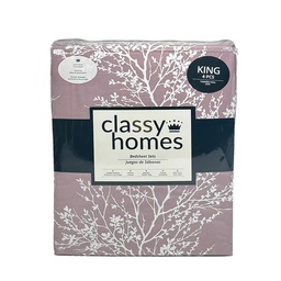 [CHKSSPD27503] Classy Homes King 4pc Printed Sheet Set