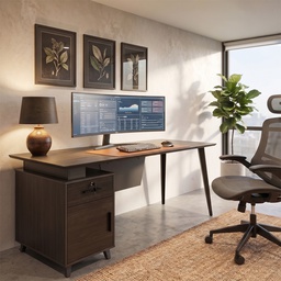 [853-MAA07E] Office Desk, European Oak/ Grey
