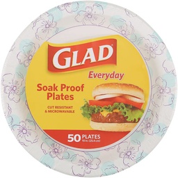 [BBP0098] Glad Everyday Paper Plates Round 10 In. Blue Flower (50-Count)