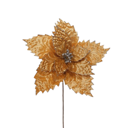 [831-AMX044-24138BC] Miro Christmas Poinsettia 11P 35x30cm Gold-Silver