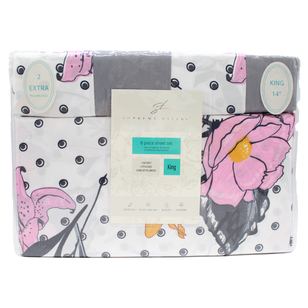 Supreme King 6pc Sheet Set Assorted Floral
