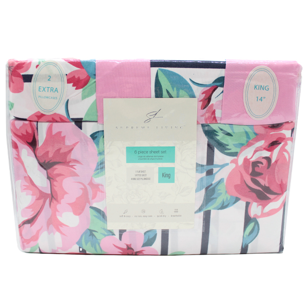 Supreme King 6pc Sheet Set Assorted Floral