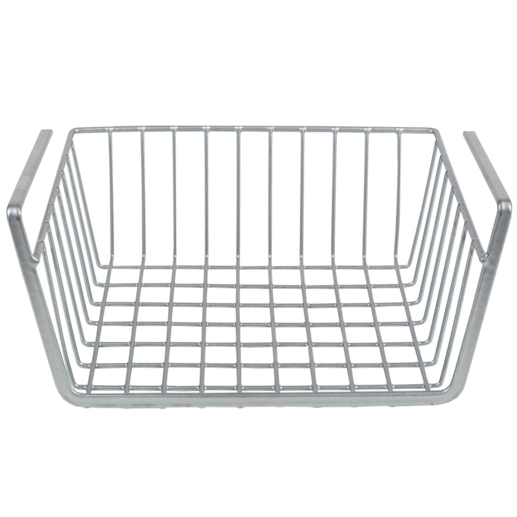Home Basics Small Under Shelf Vinyl Coated Steel Basket, Silver