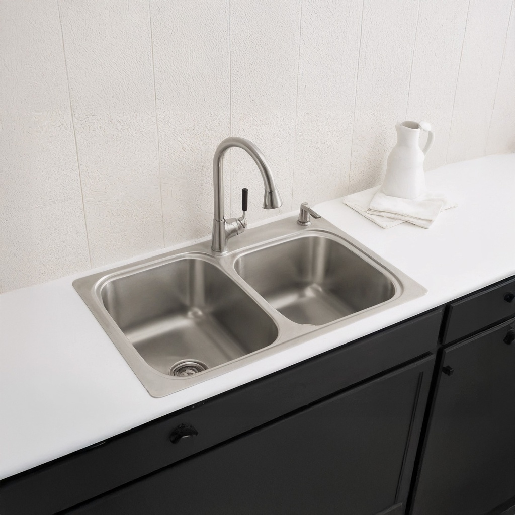 Royal Homes Topmount Double Bowl Kitchen Sink 31 x 17 x 8 In.