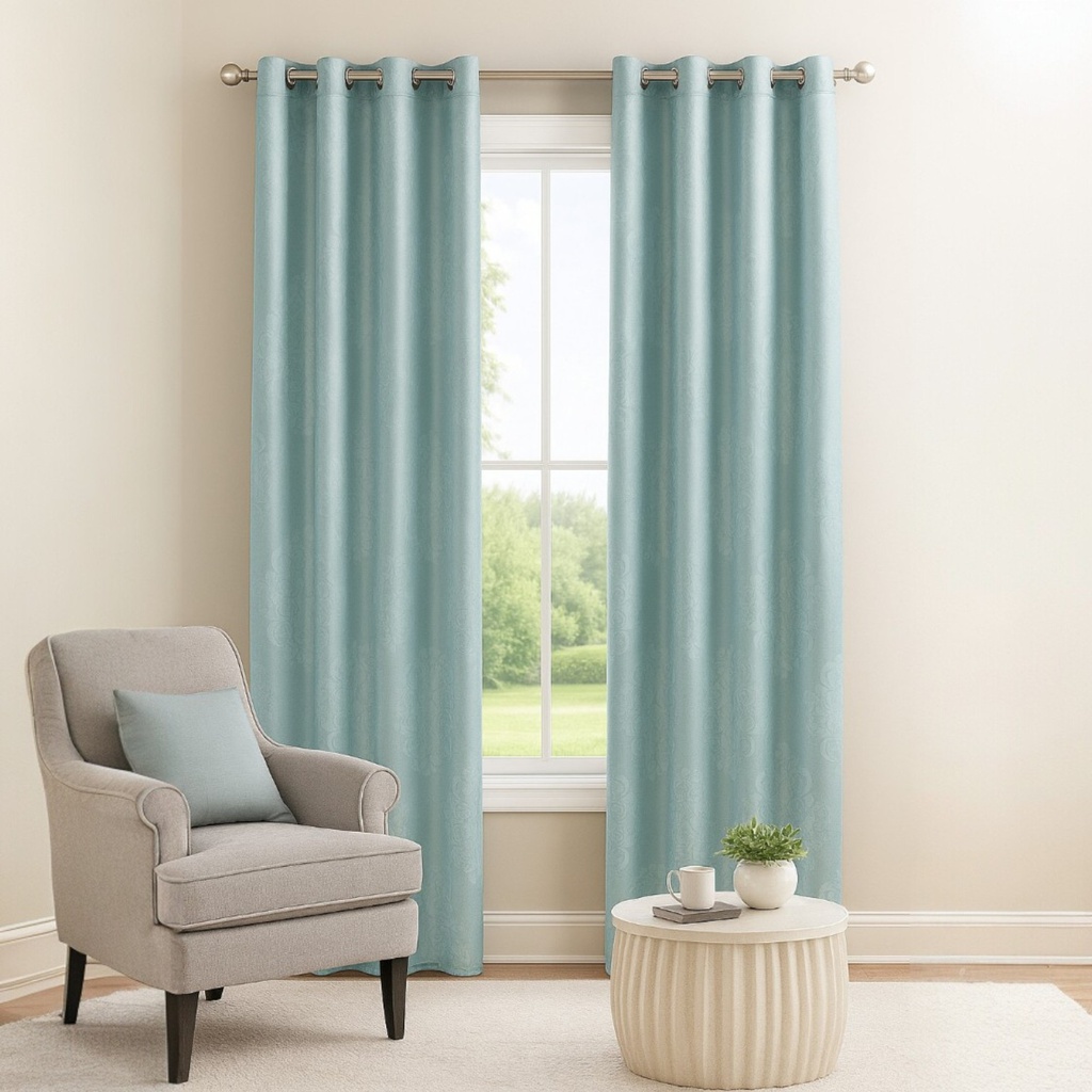 Valvina Jacquard Room-Darkening Curtains 38 x 84 In. Mineral x2