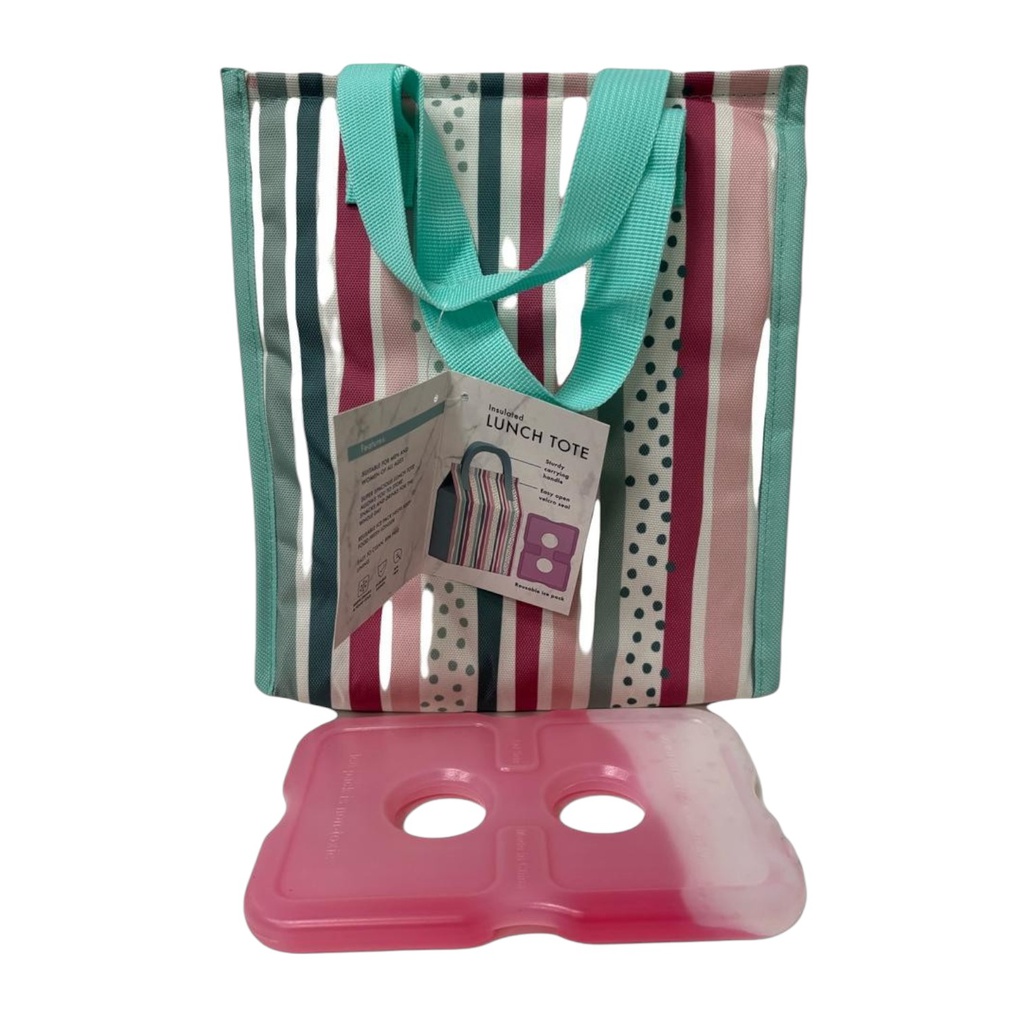 Manna Handled Velcro Lunch Bag With Ice Pack - Stripes
