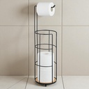 Royal Homes Freestanding Toilet Paper Holder With Bamboo Base, Black