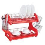 ****Home Basics Plastic Dish Drainer 2-Tier, Red