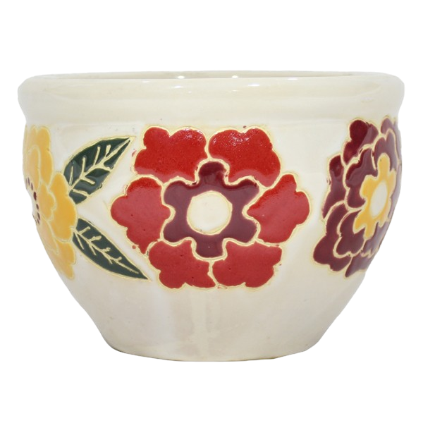 ****Classy Homes Ceramic Plant Pots Floral Multicolor S