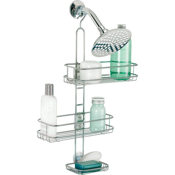iDesign Linea Adjustable Shower Caddy, Silver
