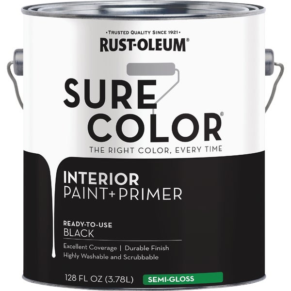 ****Rust-Oleum Sure Color Semi-Gloss Black Interior Wall Paint and Primer, Gallon