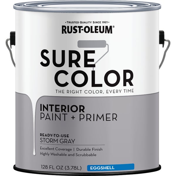 ****Rust-Oleum Sure Color Eggshell Storm Gray Interior Wall Paint and Primer, Gallon
