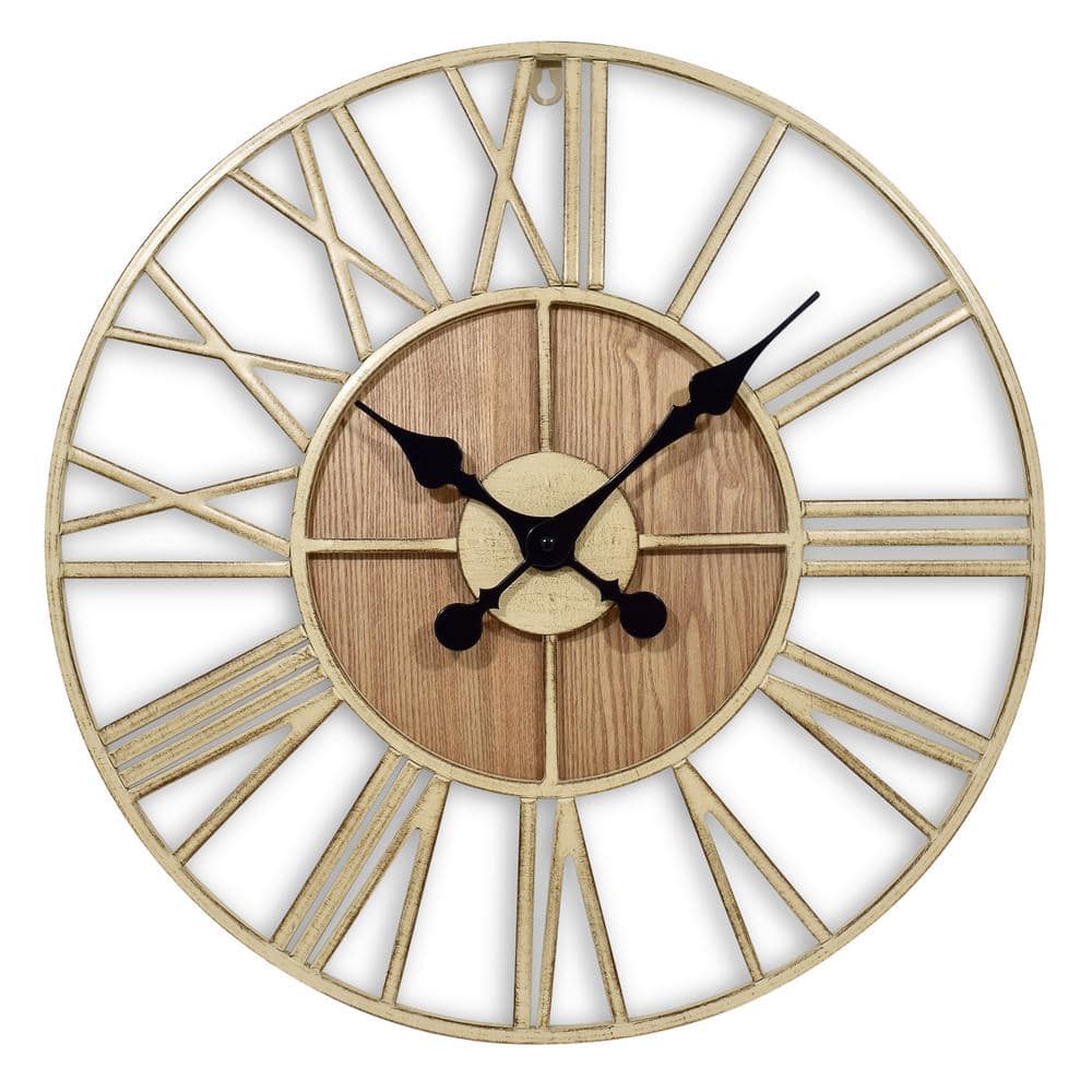 ****Westclox Wall Clock 20 In. Open Dial with Roman Numerals, Vintage Antique White Distressed Finish
