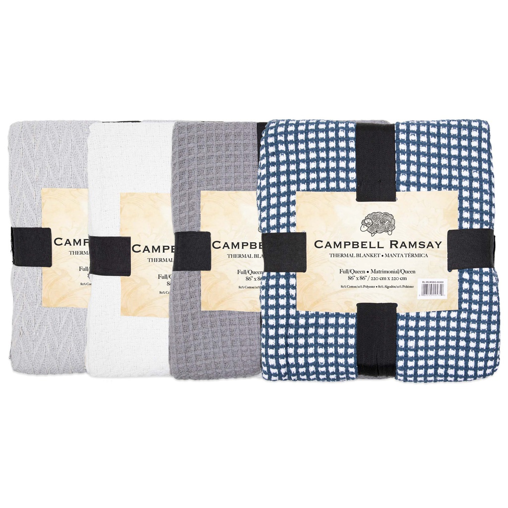 ****Campbell Ramsay Cotton Blanket 66 x 90 In. Assorted