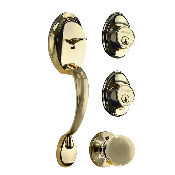 Fanal Versalles Entry Handleset Double Cylinder, Polished Brass