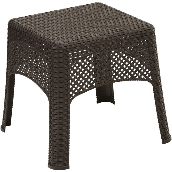 ****Adams Woven Poly Side Table 18.5 In. Square, Earth Brown
