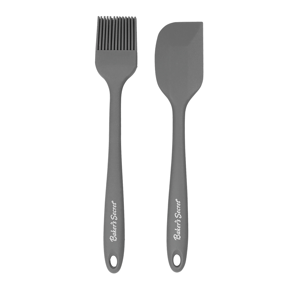 Baker's Secret 2pc Silicone Brush &amp; Spatula Set 8 In. &amp; 8.5 In. (21cm/22cm)