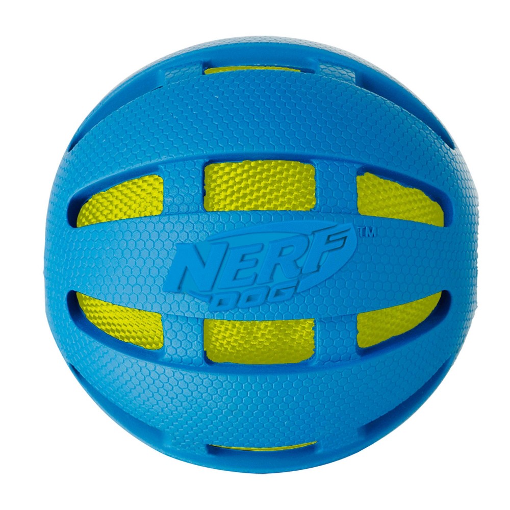 Nerf Dog Rubber Checker Squeak Crunch Ball 3.8 In.