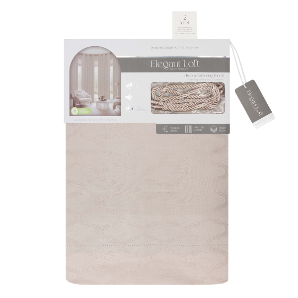 Genera Jacquard Room-Darkening Curtains 38 x 84 In. Taupe x2