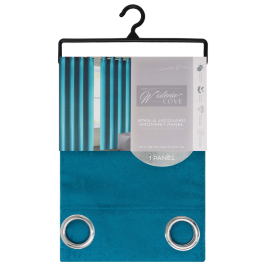 Stripen Grommet Window Curtain Panel 55 x 90 In. Teal