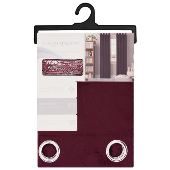 Vineland Grommet Window Curtain Panel with Tie Back 55 x 90 In. Burgundy