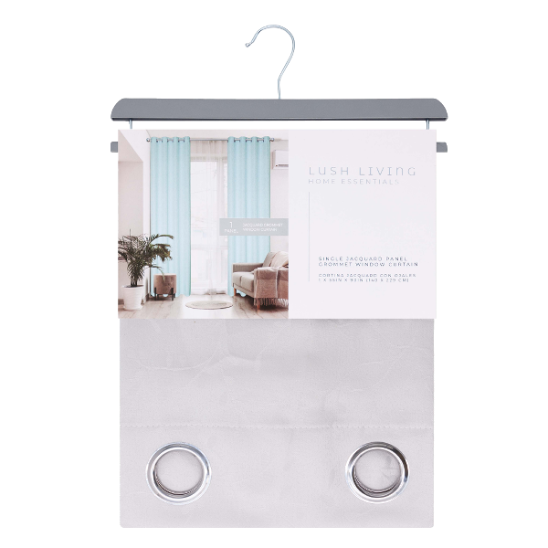 Vineburg Grommet Window Curtain Panel with Tie Back 55 x 90 In. Silver