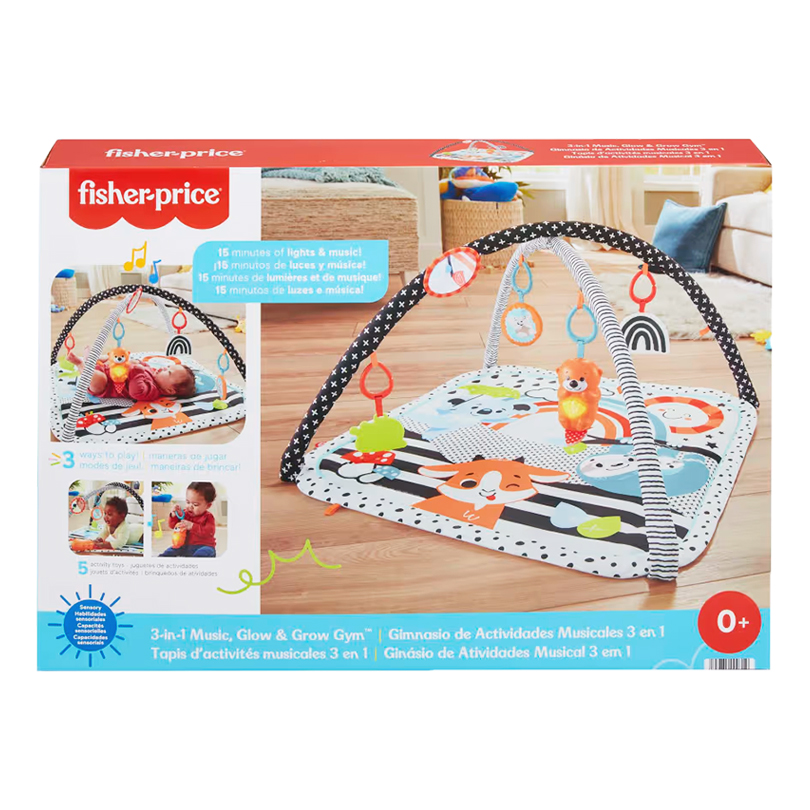 Fisher-Price 3-in-1 Music, Glow and Grow Gym Playmat