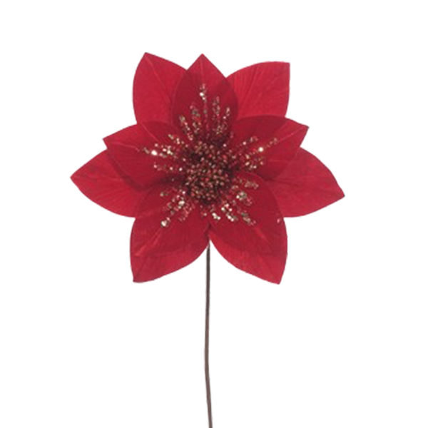 Miro Christmas Poinsettia Stem 50cm, Red